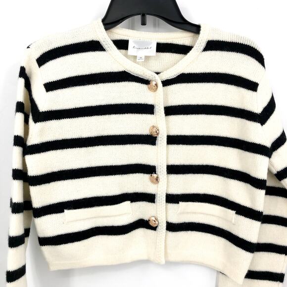 LINE & DOT Women's Benni Cardigan Sweater XS Cream Black Stripe Revolve NWOT - Picture 6 of 10